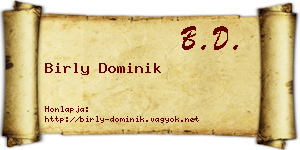 Birly Dominik névjegykártya